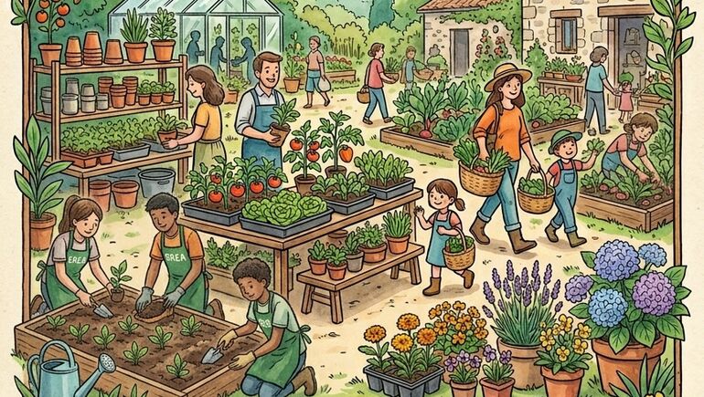 Vente de légumes et de fleurs